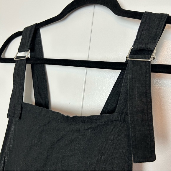 Lily Ashwell Linen Overalls Jumpsuit Slim Leg Black - Picture 4 of 8